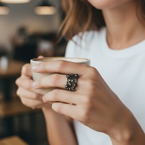 Paparazzi Silver and Black Pearl Ring
